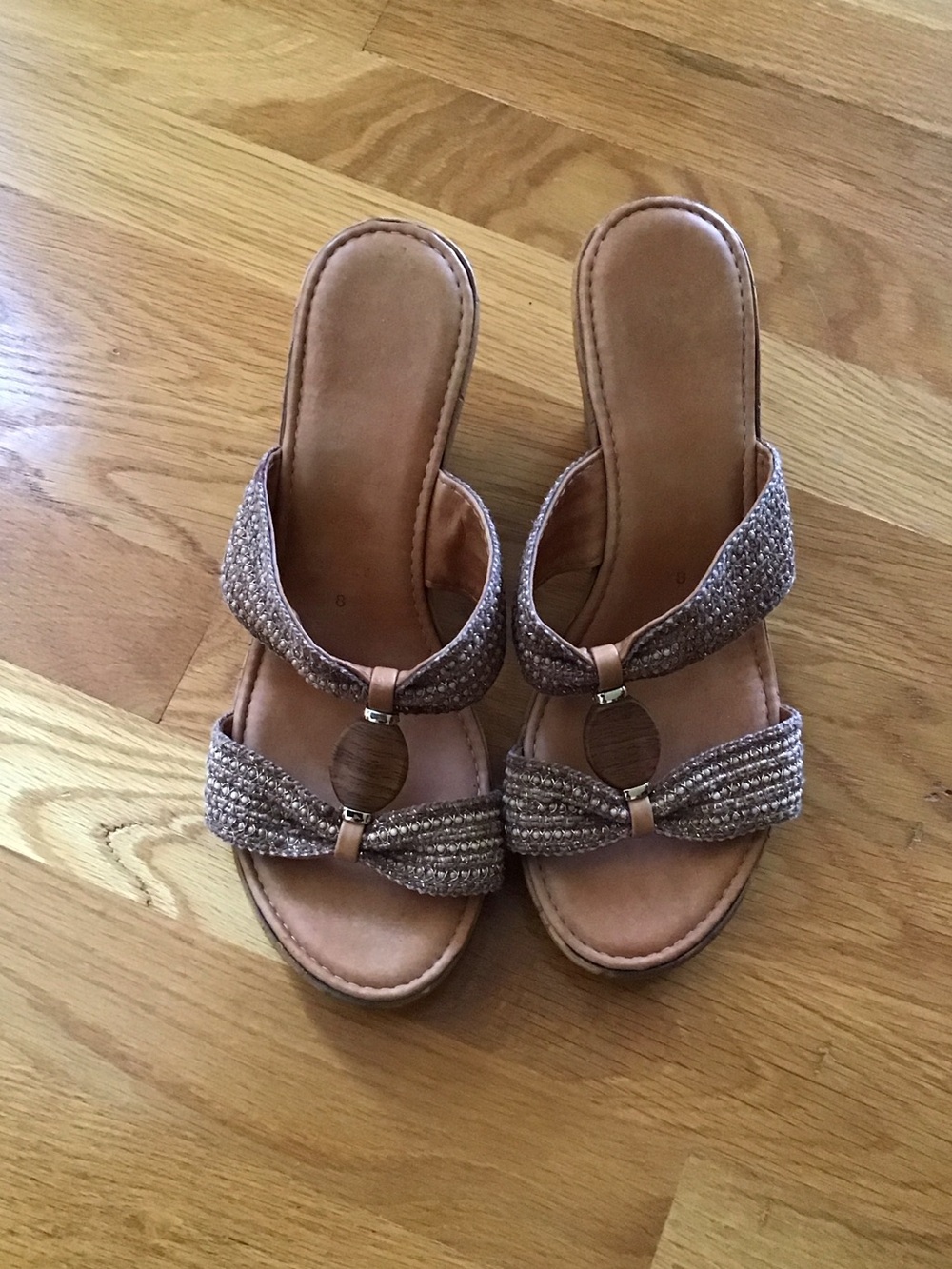 Italian Shoemakers Tan Beaded Slide Sandals